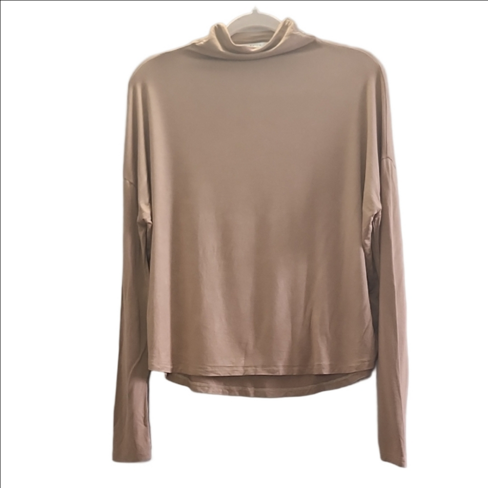 ARITZIA BABATON Tan mock neck drop shoulders loose fit top